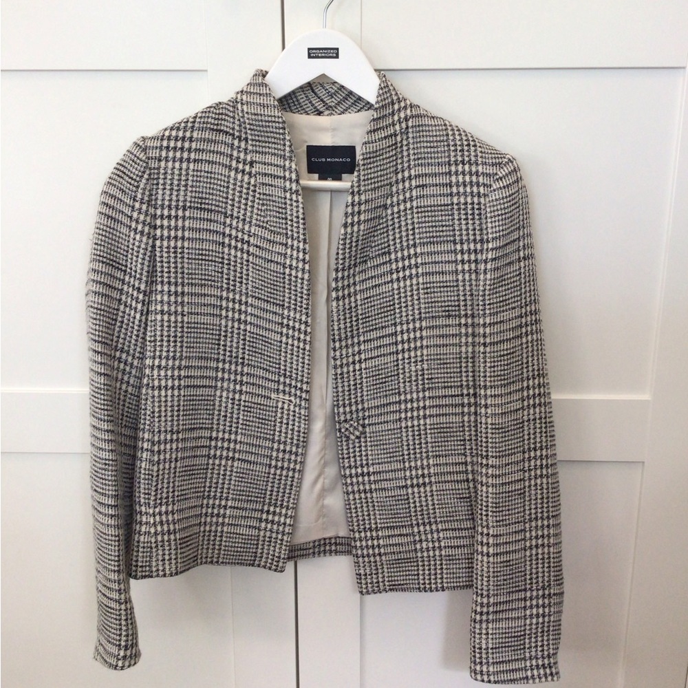 Club Monaco Tweed Cropped Collarless Blazer Size 00
